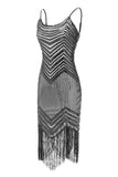 Bodycon Black Silver Sequins 1920s Dress