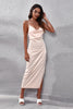 Load image into Gallery viewer, Champagne Backless Formal Dress with Slit