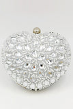 Silver Beaded Heart Shaped Party Clutch