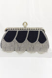 Black Beaded Fringes Party Handbag