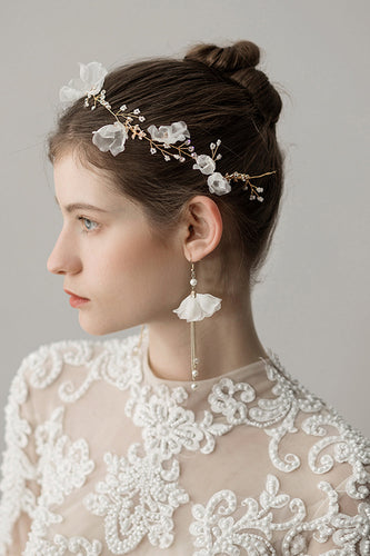 Beaded Flower Bridal Headband Earrings Sets