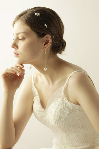 Large Pearl Fish Silk Thread Bridal Headband Earrings Sets