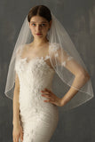 White Handmade Beaded Mid-Length Bridal Veil