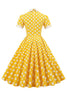 Load image into Gallery viewer, Yellow Polka Dots 1950s Dress