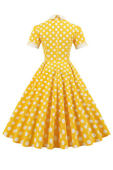 Yellow Polka Dots 1950s Dress