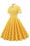 Yellow Polka Dots 1950s Dress