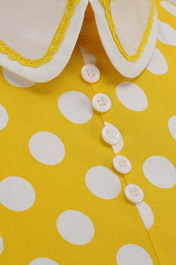 Yellow Polka Dots 1950s Dress