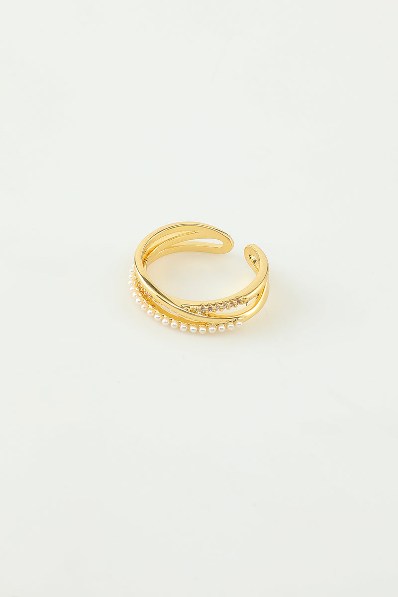 Load image into Gallery viewer, Golden Zircon Ring with Pearl