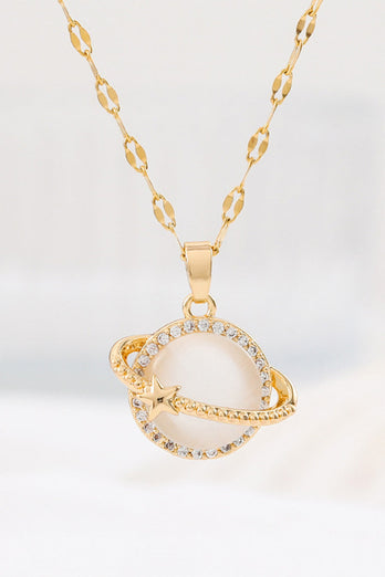 Golden Fashion Planet Cat's Eye Necklace