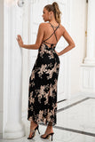 Sheath Spaghetti Straps Black Long Formal Dress with Slit