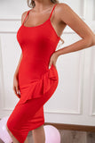 Sheath Spaghetti Straps Red Short Party Dress