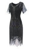 Luxurious Sequined Beaded Fringe 1920s Dress