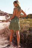 Halter Army Green Summer Dress Backless