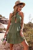 Halter Army Green Summer Dress Backless