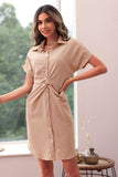 Khaki Summer Dress with Short Sleeves