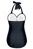 Black One Piece Halter Swimsuit