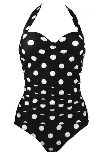 Plus Size Black White Polka Dots Swimwear