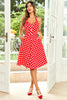 Load image into Gallery viewer, Hepburn Style Halter Neck Red Button Polka Dots 1950s Dress