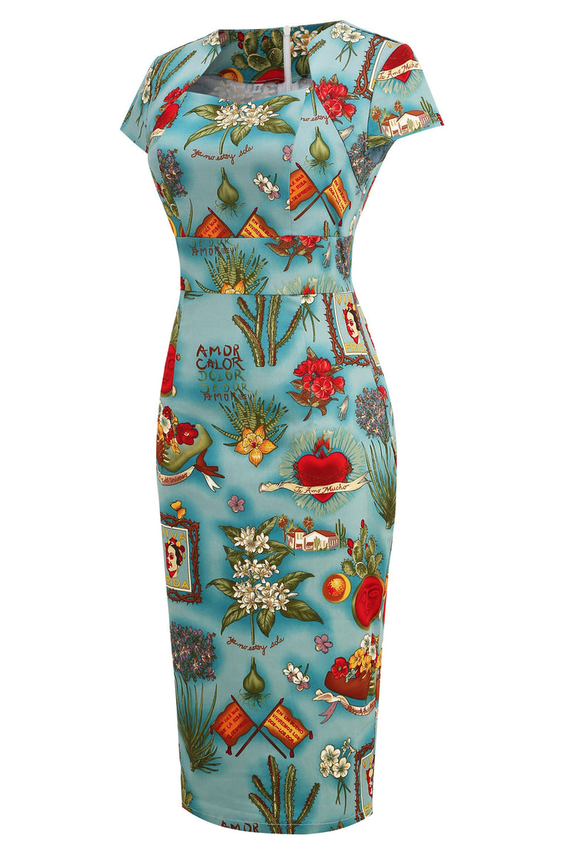Load image into Gallery viewer, Green Floral Vintage 1960s Dress with Sleeves