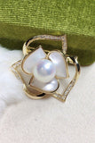 Rhinestone & Pearls White Brooch