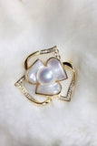 Rhinestone & Pearls White Brooch