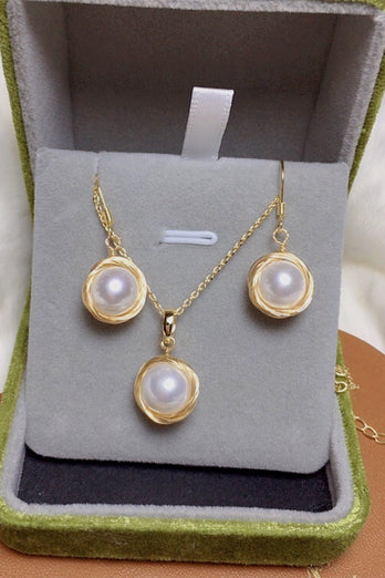 White Pearl Earrings & Necklace Sets