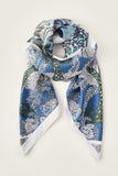 Blue Leaves Printed Square Scarf