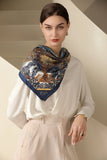 Blue Leaves Printed Square Scarf