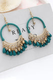 Peacock Blue Boho Hoop Drop Earring