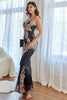 Load image into Gallery viewer, Black and Gold Sequins Mermaid Formal Dress