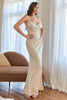 Load image into Gallery viewer, Apricot Mermaid Sequins Formal Dress with Slit