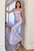 Load image into Gallery viewer, Purple One Shoulder Sequins Long Formal Dress