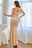 Blush Mermaid Formal Dress with Sequins and Slit