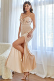 Blush Mermaid Formal Dress with Sequins and Slit