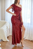 Load image into Gallery viewer, Red Sequins Mermaid Long Formal Dress with Ruffles
