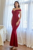 Load image into Gallery viewer, Burgundy Off the Shoulder Mermaid Formal Dress