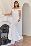 White Off the Shoulder Mermaid Formal Dress