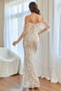 Load image into Gallery viewer, Glitter Mermaid Apricot Sequins Formal Dress