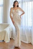 Glitter Mermaid Apricot Sequins Formal Dress