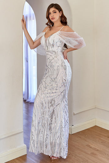 Glitter Mermaid White Sequins Formal Dress