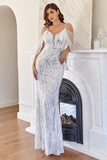 Glitter Mermaid White Sequins Formal Dress