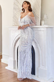 Glitter Mermaid White Sequins Formal Dress