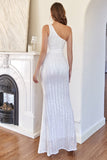 White One Shoulder Sequins Mermaid Formal Dress