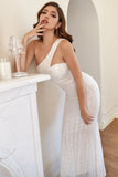 White One Shoulder Sequins Mermaid Formal Dress