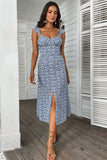 Sweetheart Blue Floral Summer Holiday Dress