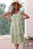 V Neck Green Summer Dress