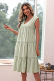 V Neck Green Summer Dress