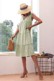 V Neck Green Summer Dress