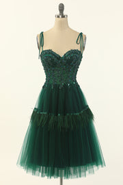 Green Beading Tulle Formal Dress