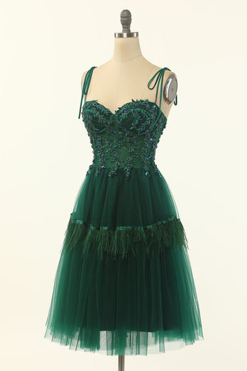 Green Beading Tulle Formal Dress